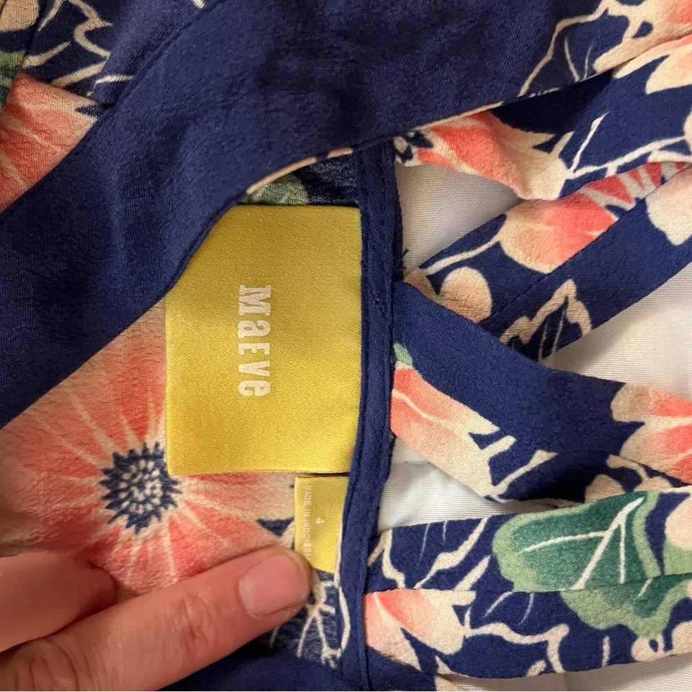 Maeve Navy Floral Blouse with Orange and Green Accents - Picture 6 of 6